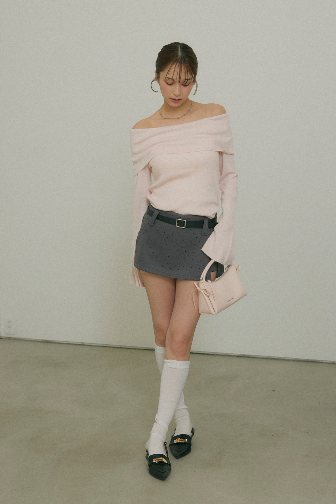 Off-the-Shoulder Flare Sleeve Knit Top
