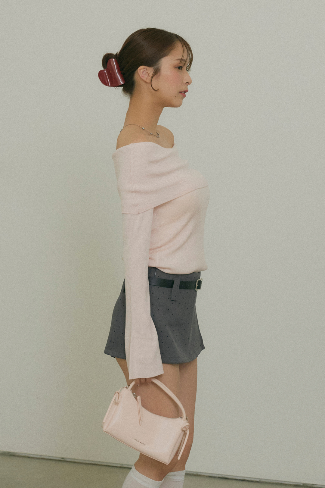 Off-the-Shoulder Flare Sleeve Knit Top