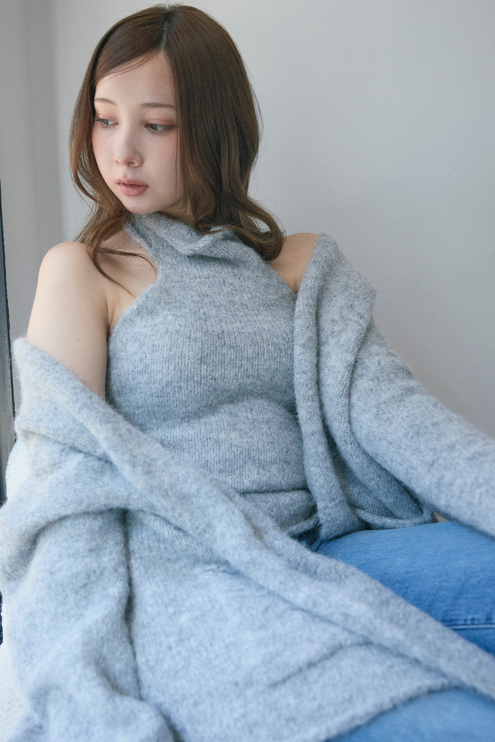 タートルネックノースリーブ&カーディガンニットセット