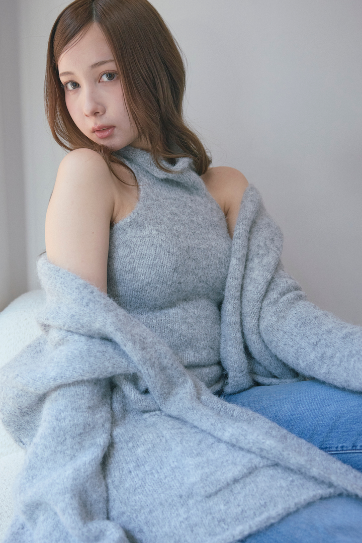 タートルネックノースリーブ&カーディガンニットセット