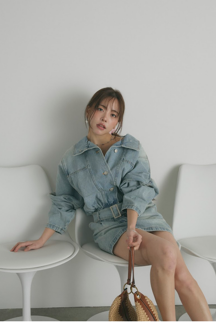 ウォッシュドデニムミニワンピース