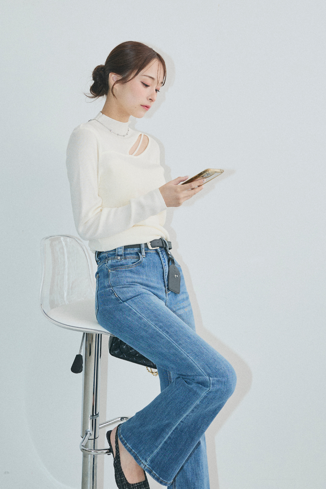 美脚ストレッチデニム（ベルト付き）