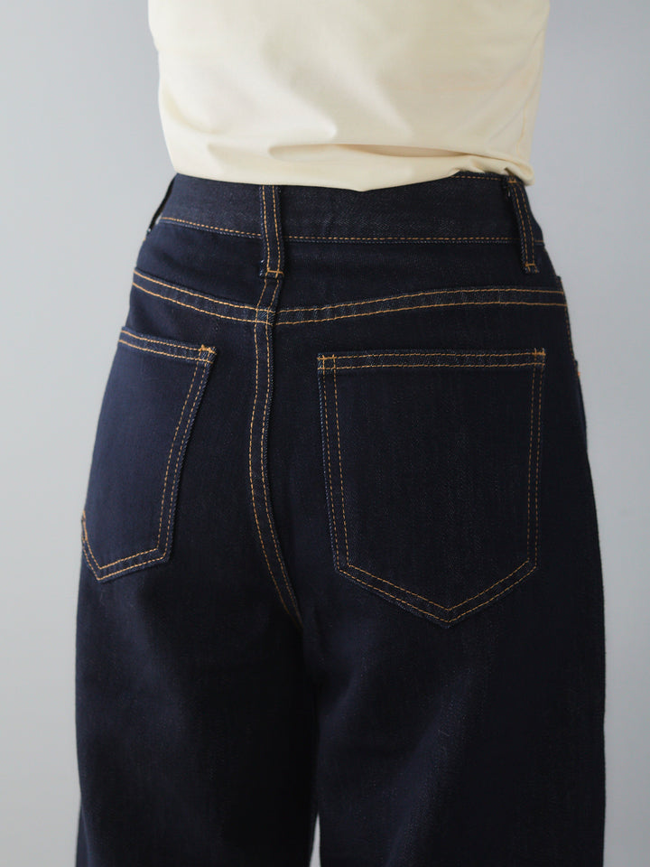 ヘムステッチワイドデニム/NAVY