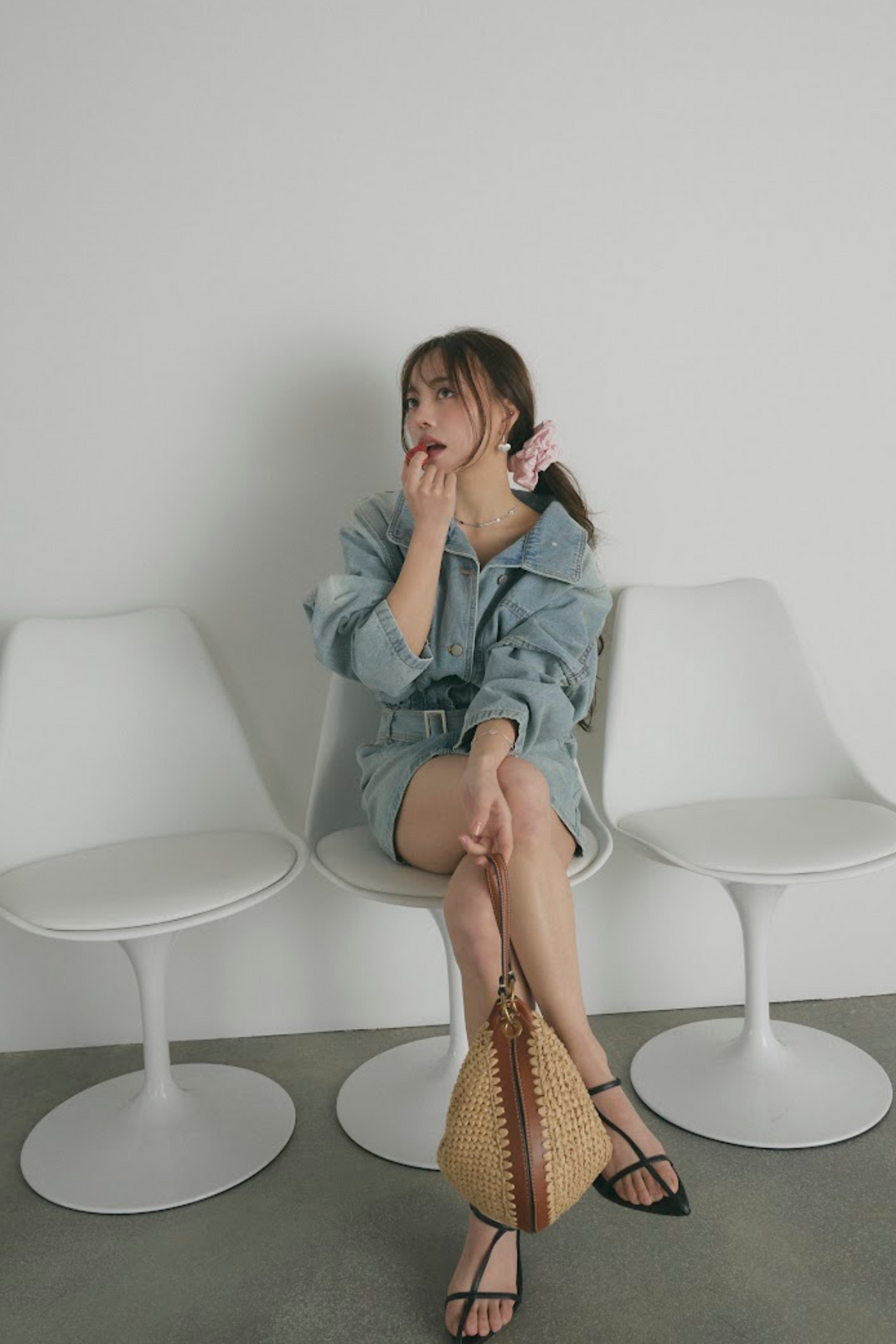 ウォッシュドデニムミニワンピース