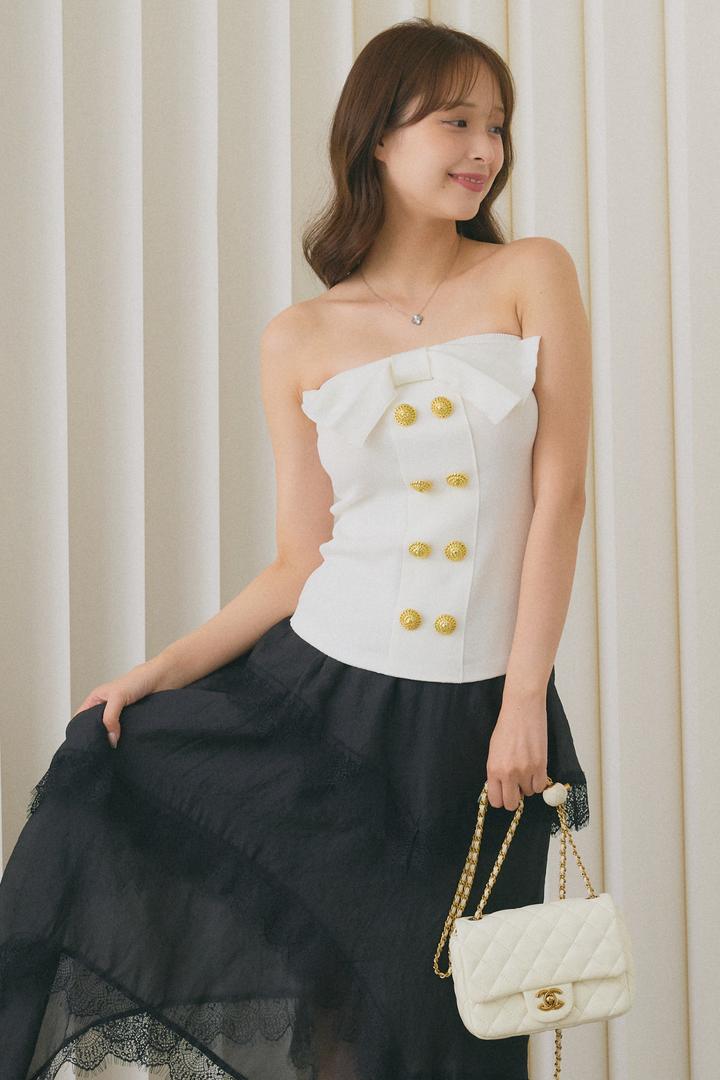 アシンメトリーレースヘムロングスカート