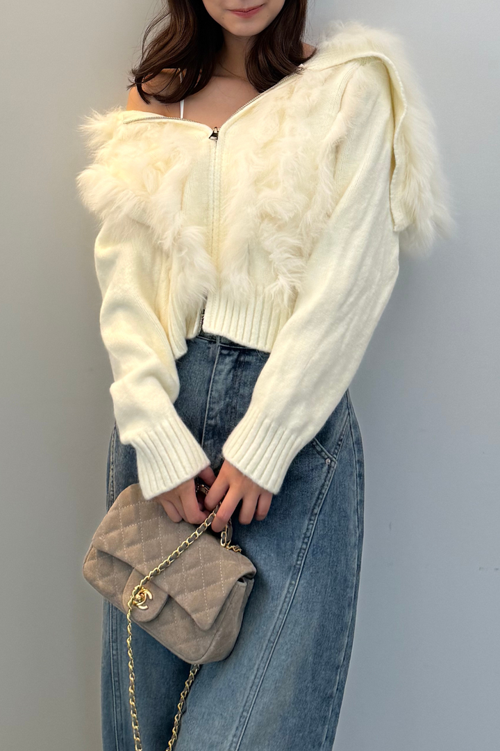 ファージップアップニットカーデ