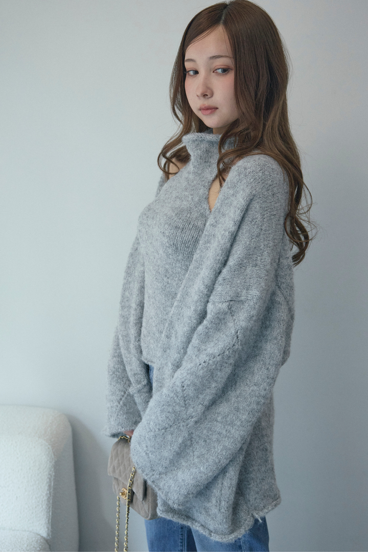 タートルネックノースリーブ&カーディガンニットセット