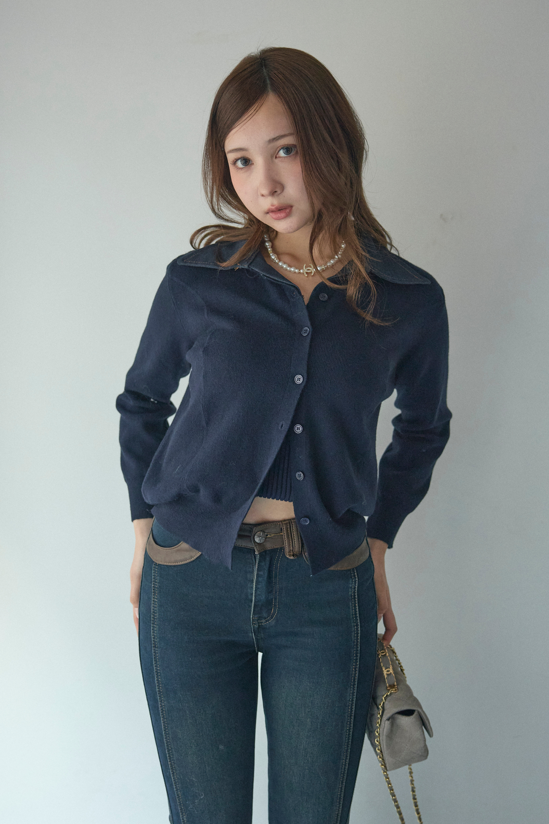 美脚ブラウンウエストデニム