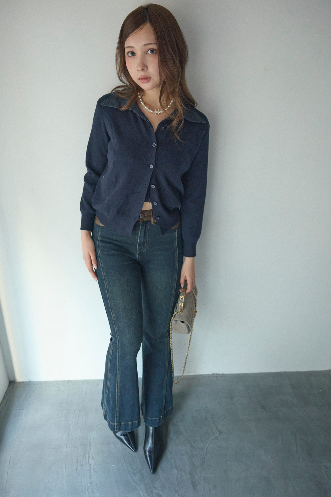 デニムドッキングニットトップス