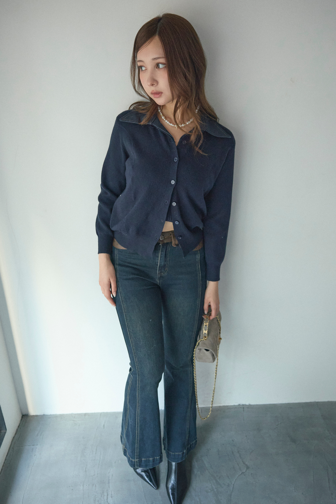 デニムドッキングニットトップス