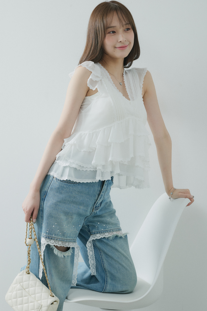 シフォンフリルブラウス