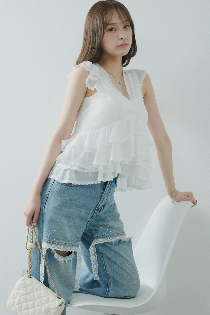 シフォンフリルブラウス