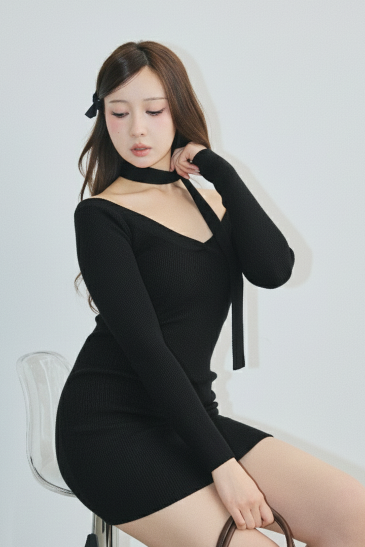 Floral Choker Tight Dress