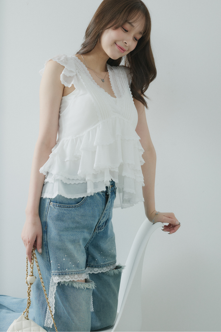 シフォンフリルブラウス