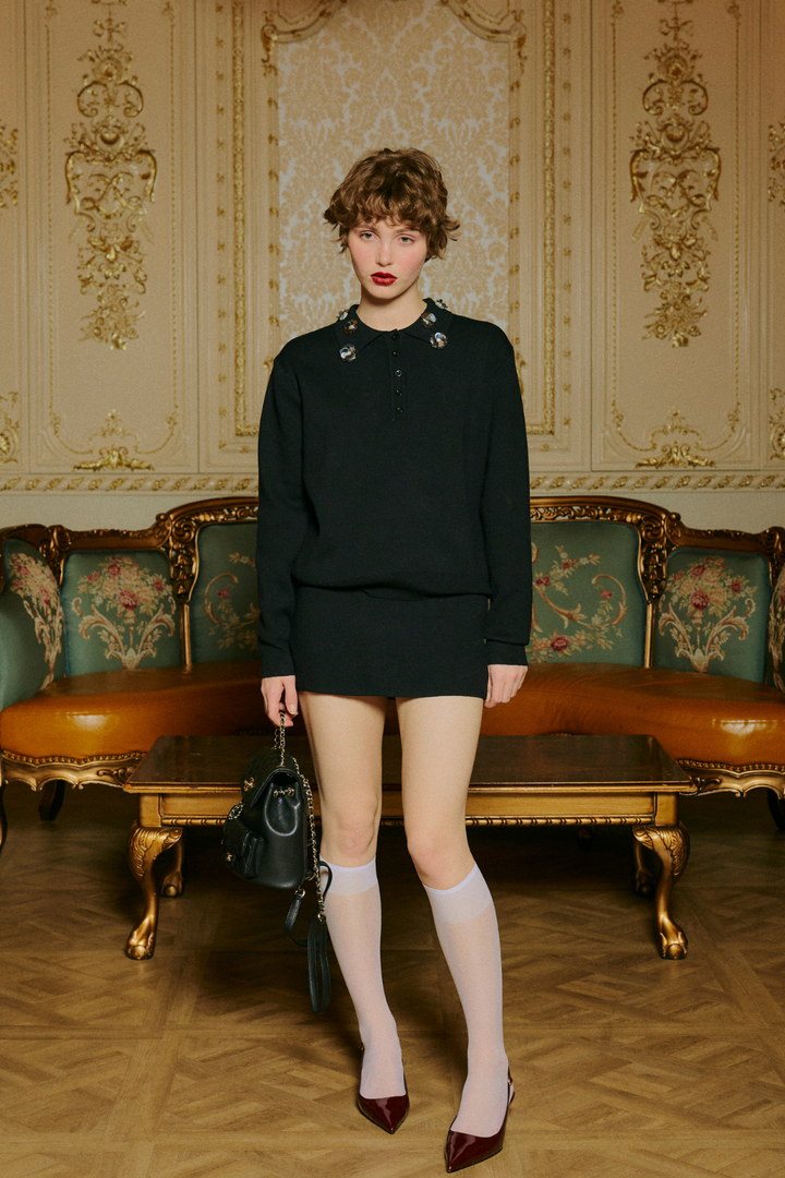 ビジューカラーニット