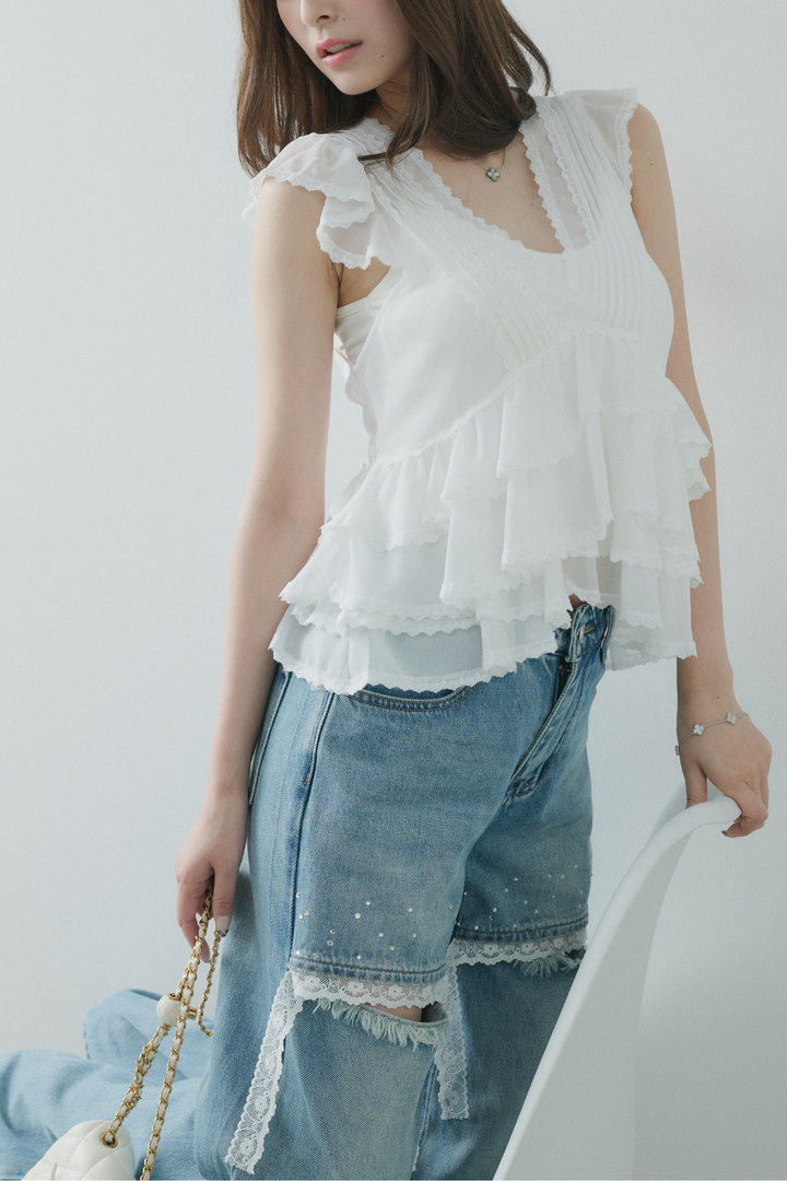 シフォンフリルブラウス