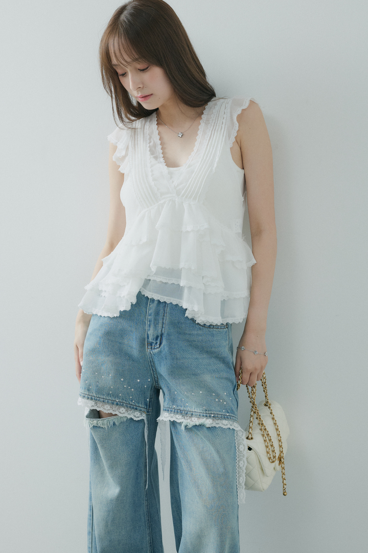 シフォンフリルブラウス