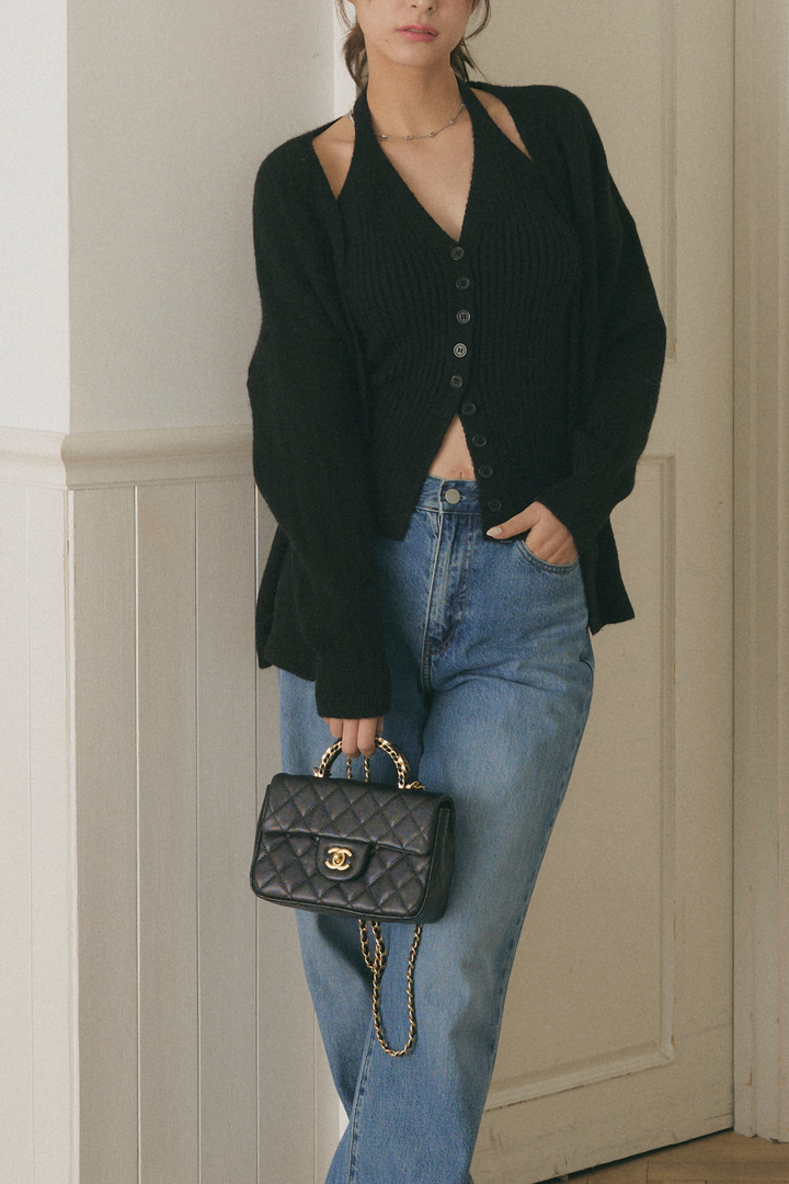 リブニットカーデセット