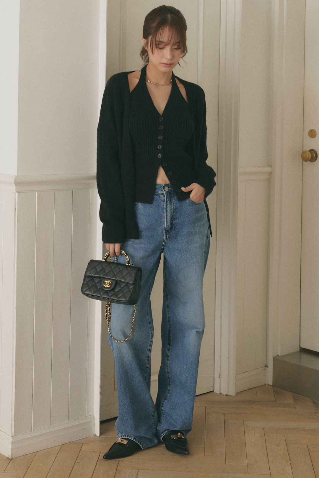 リブニットカーデセット