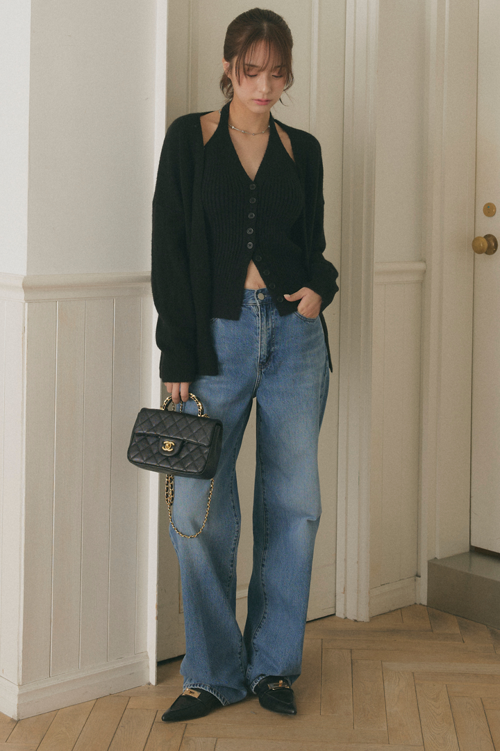 リブニットカーデセット