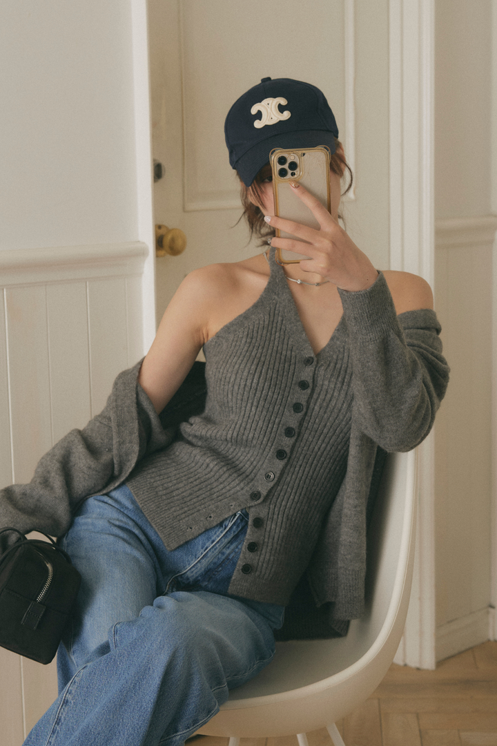 リブニットカーデセット