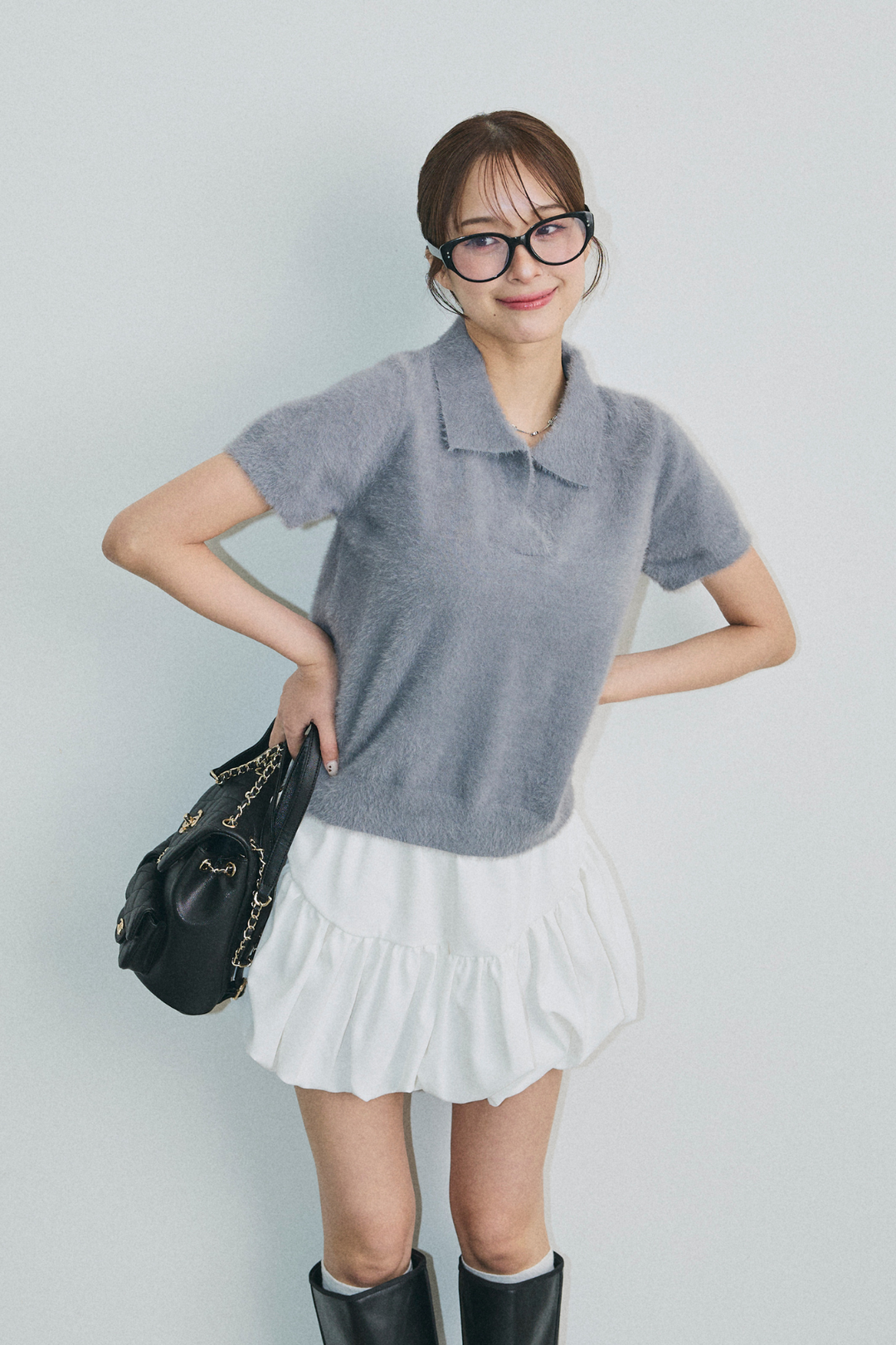 シャギーニットポロトップス