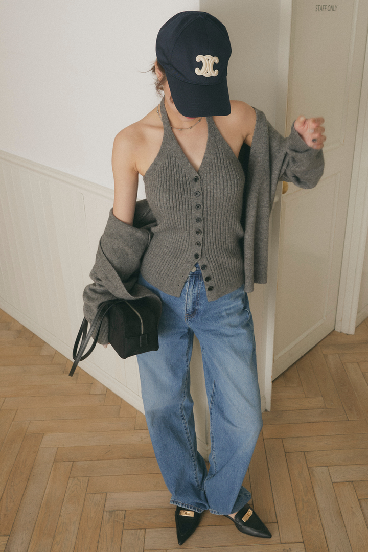 リブニットカーデセット