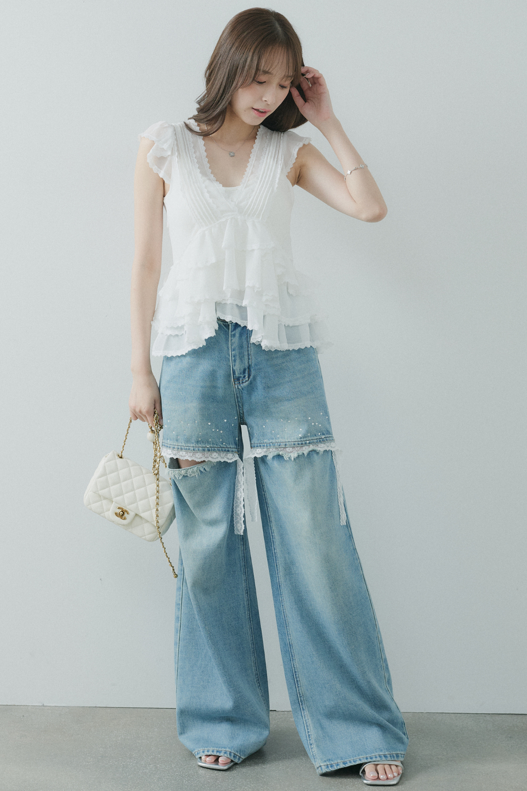 シフォンフリルブラウス