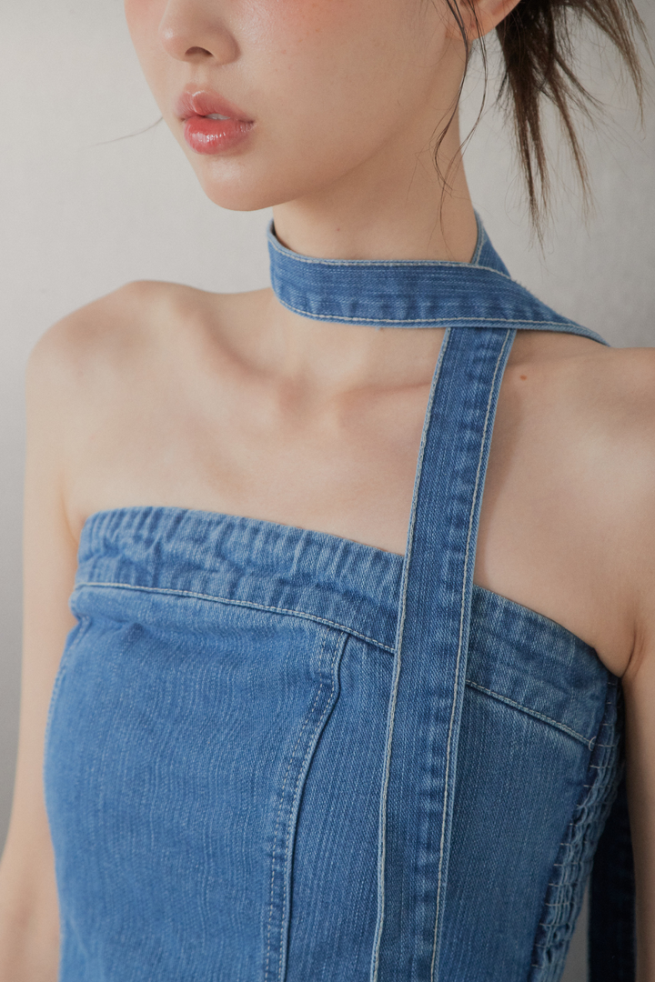 タイ付きデニムベアセットアップ