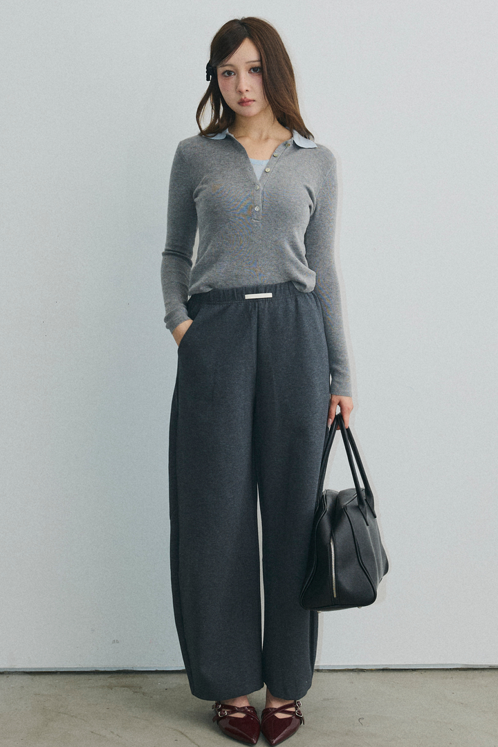 バイカラーレイヤードポロニット