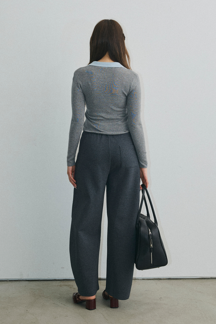 バイカラーレイヤードポロニット