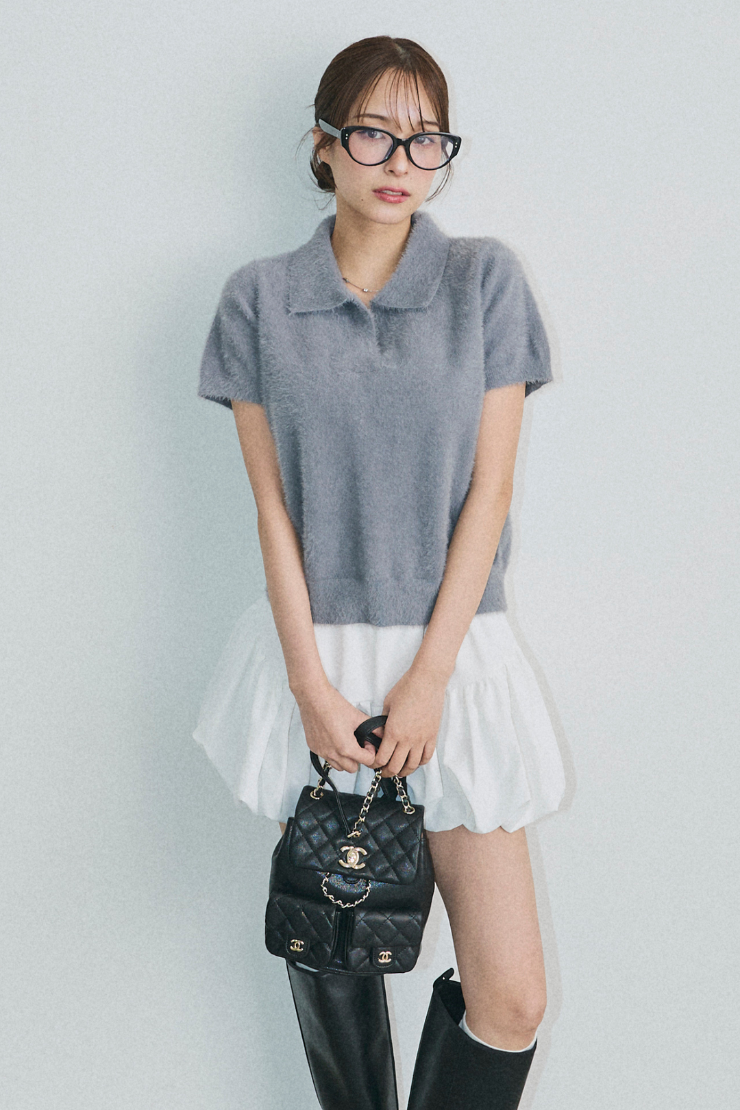 シャギーニットポロトップス