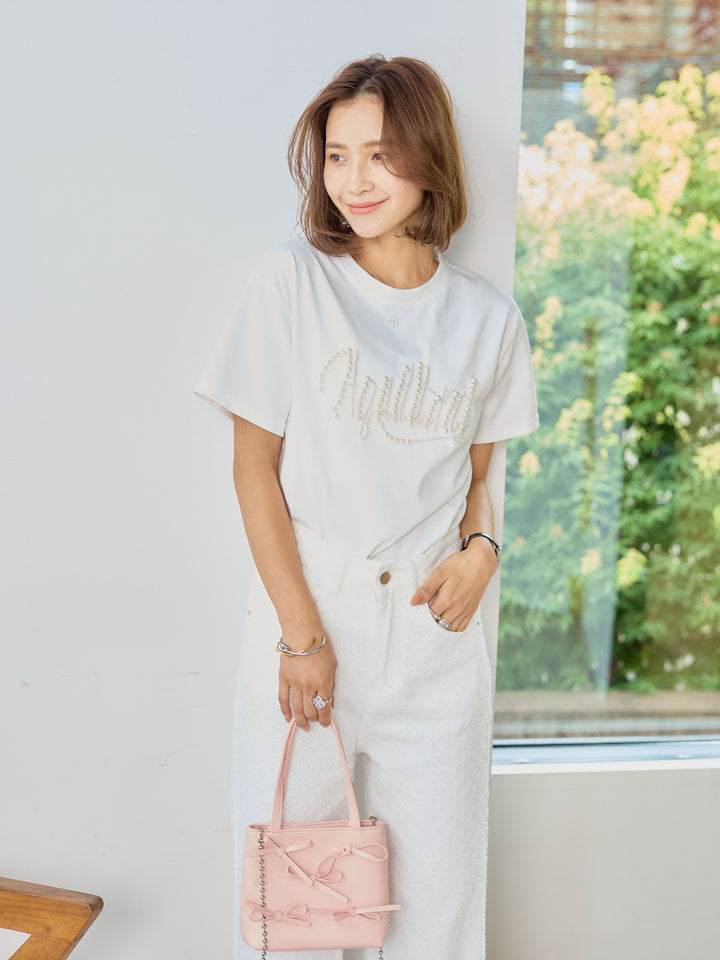 [予約]パールグラフィックTシャツ/white