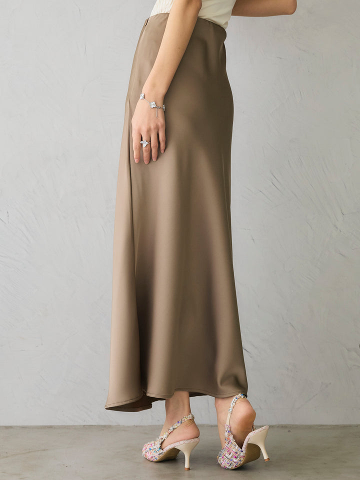 Satin Long Skirt/KHAKI
