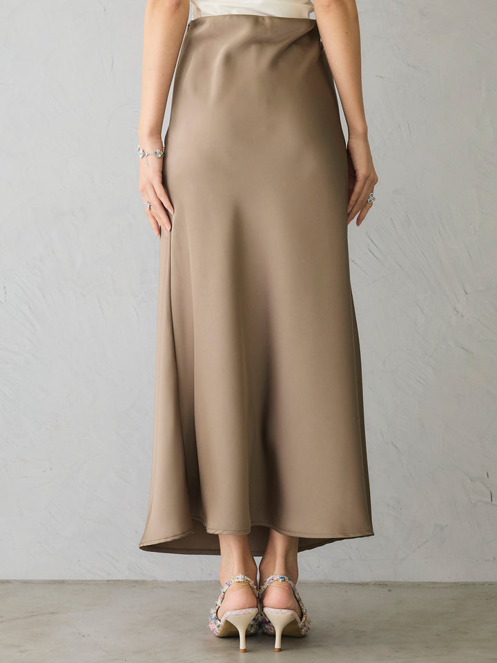 Satin Long Skirt/KHAKI