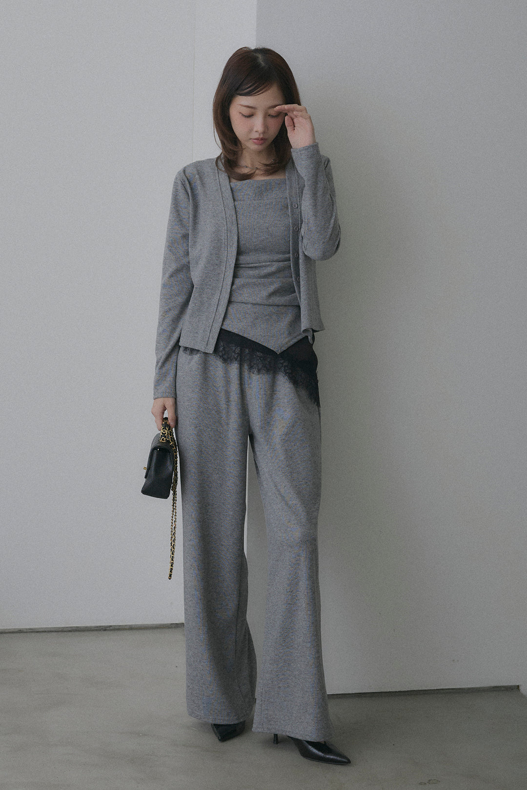 ギャザーキャミ＆カーデ＆パンツ3点セット