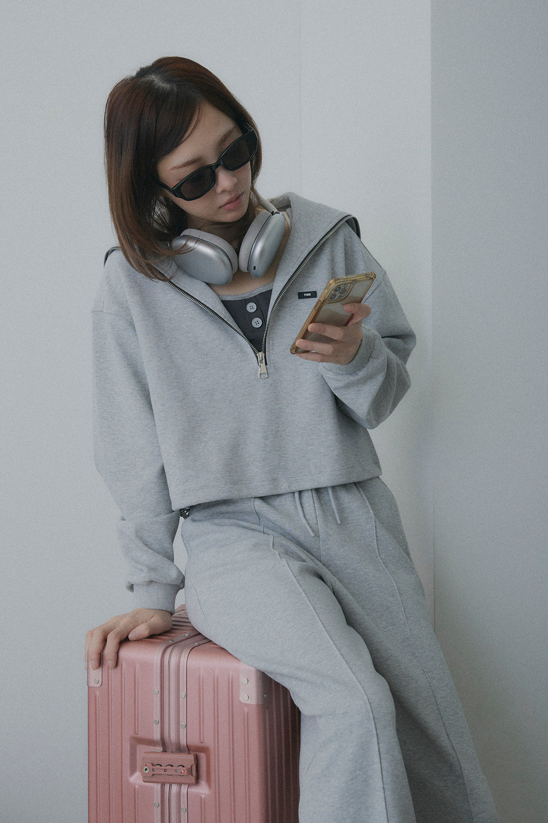 ハーフジップスウェット3点セットアップ(タンク付)