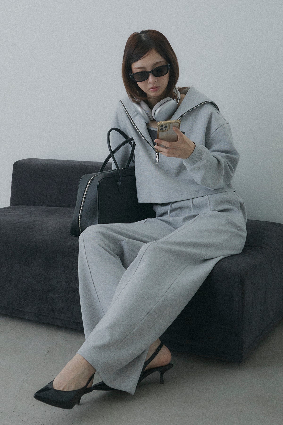 ハーフジップスウェット3点セットアップ(タンク付) – maison-nua_shop