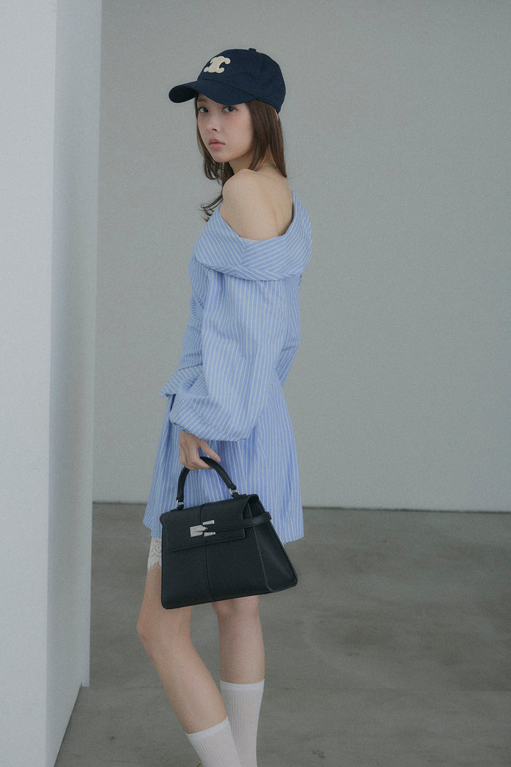 Off-the-Shoulder Draped Ruffle Dress