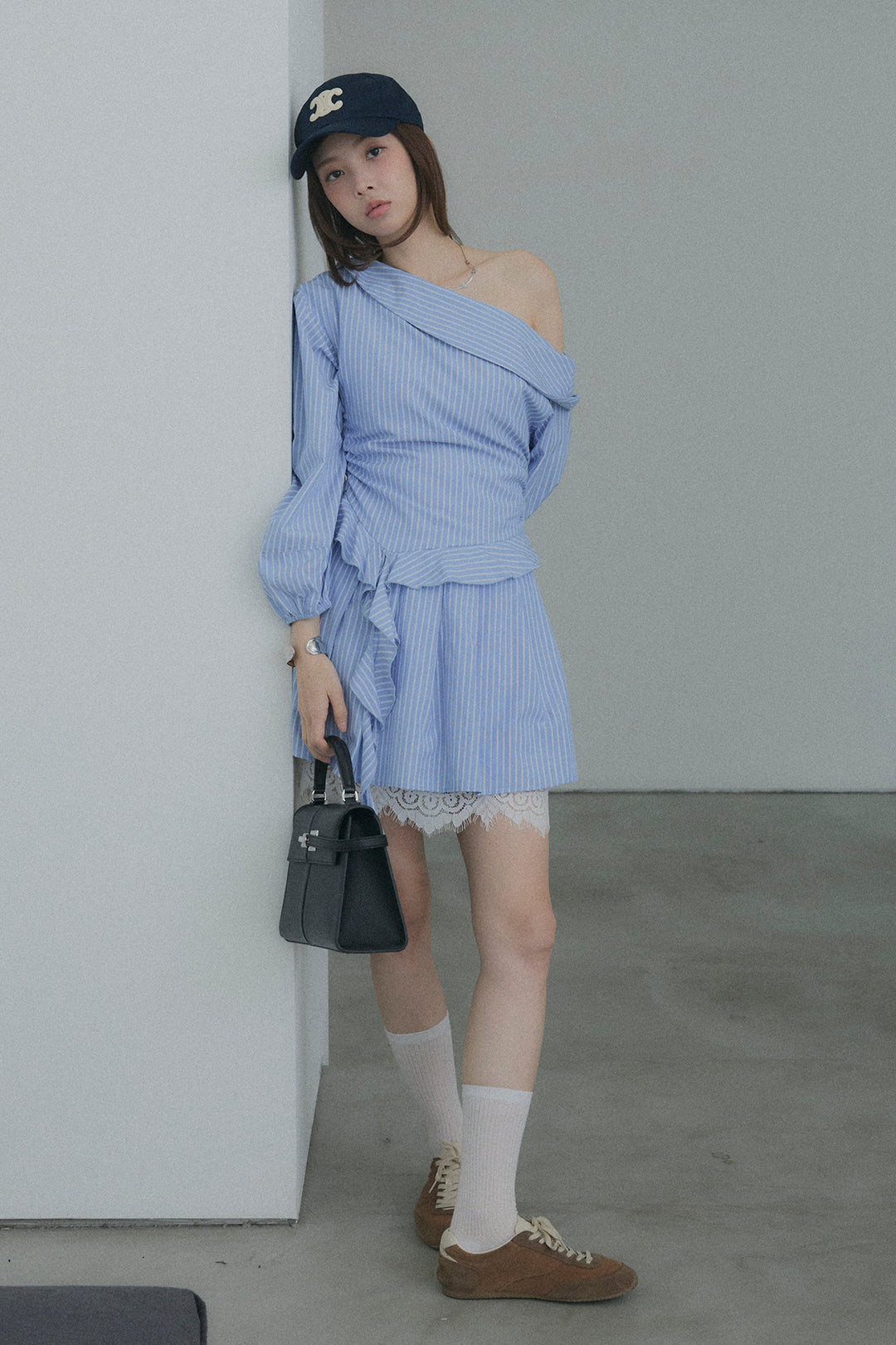 Off-the-Shoulder Draped Ruffle Dress