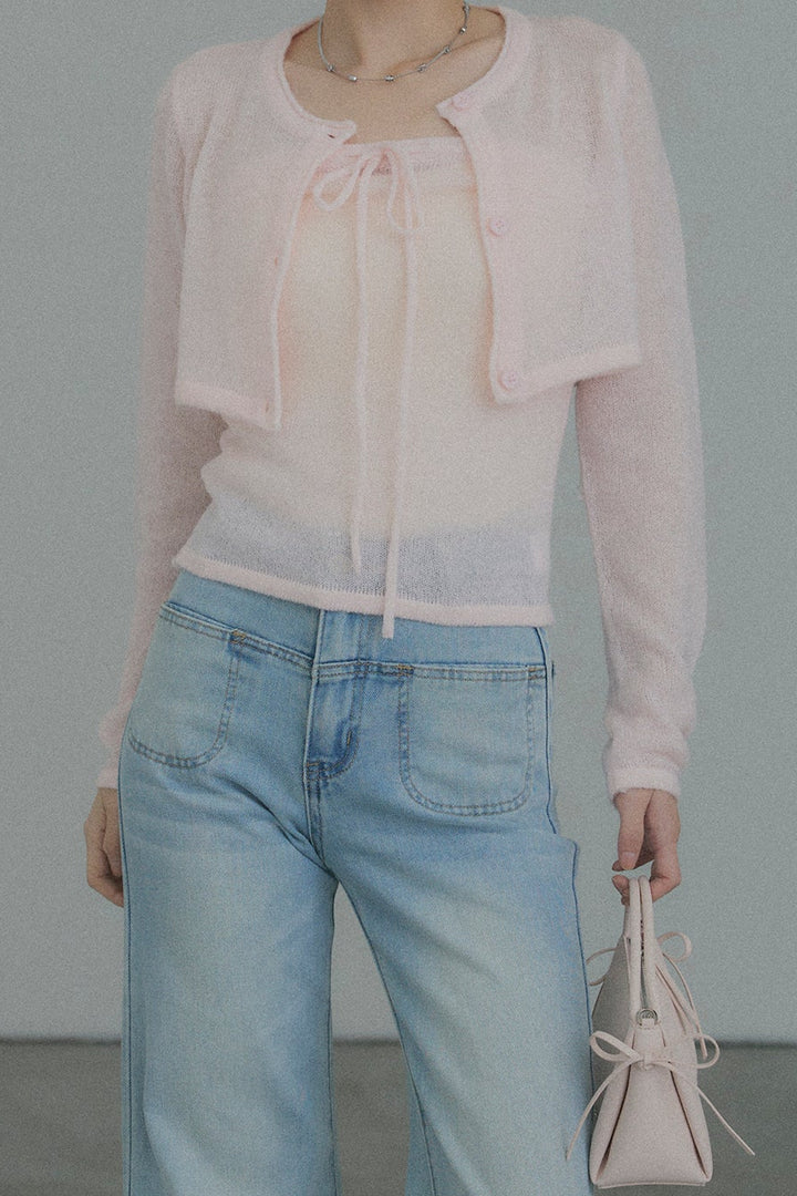 シアーニットショート丈カーデ&2WAYトップスセット