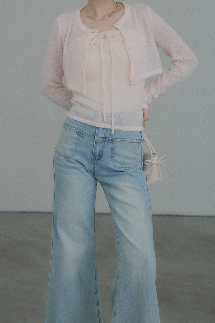 シアーニットショート丈カーデ&2WAYトップスセット