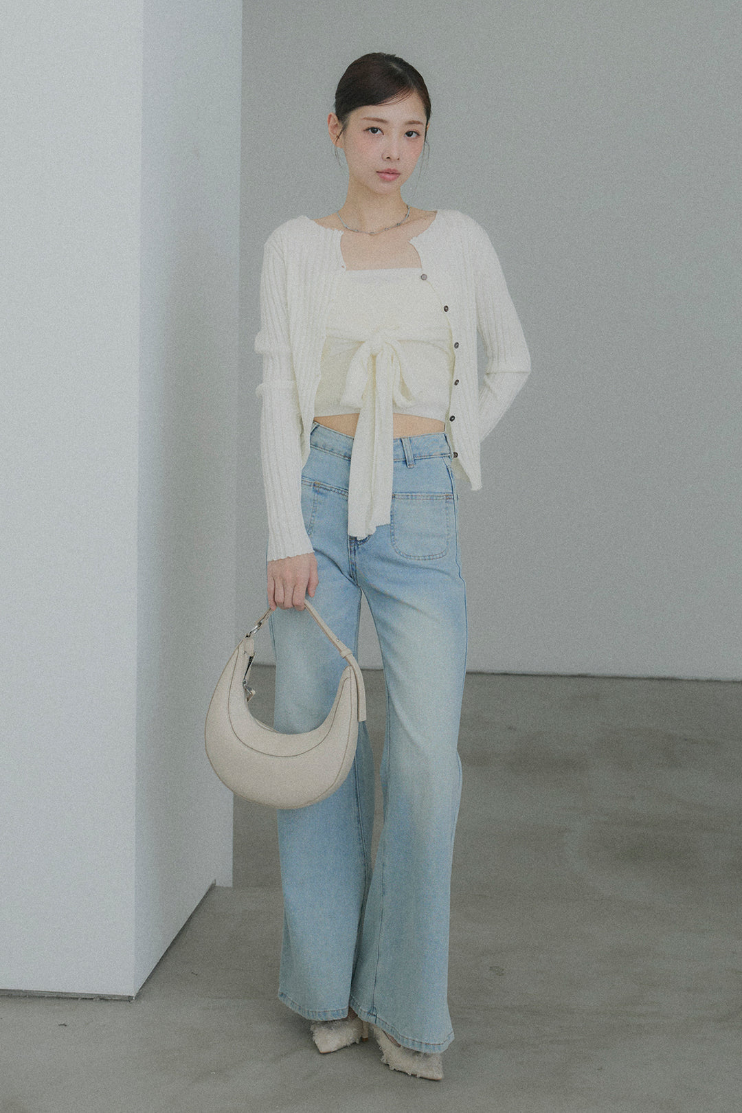 2WAYリブニット&ウエストリボンビスチェセット