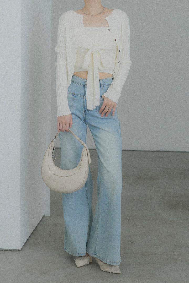 2WAYリブニット&ウエストリボンビスチェセット