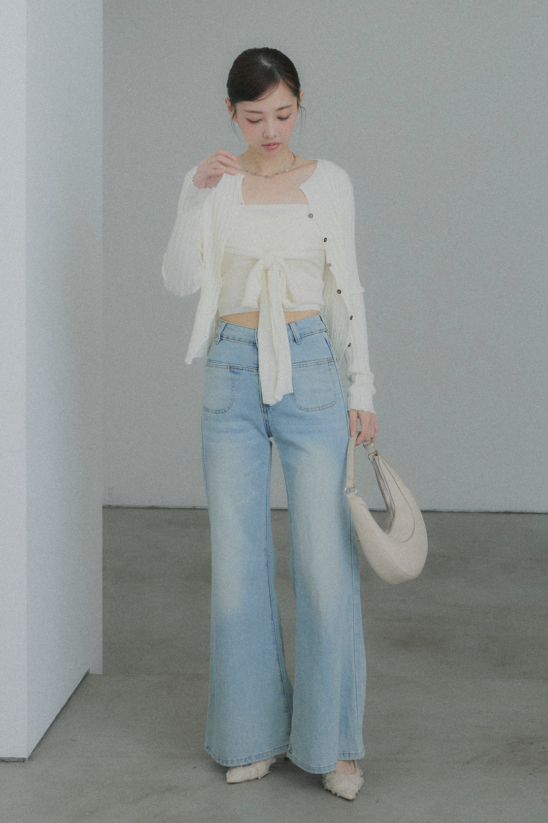 2WAYリブニット&ウエストリボンビスチェセット