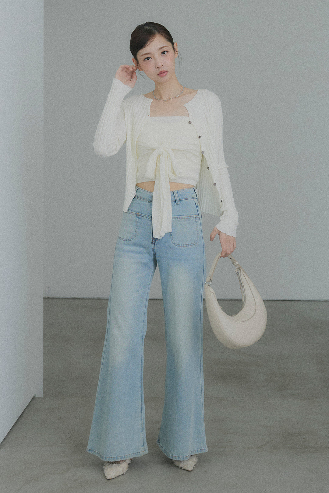 2WAYリブニット&ウエストリボンビスチェセット