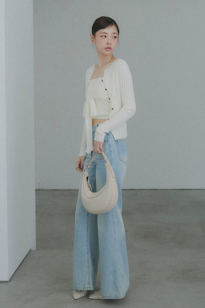 2WAYリブニット&ウエストリボンビスチェセット