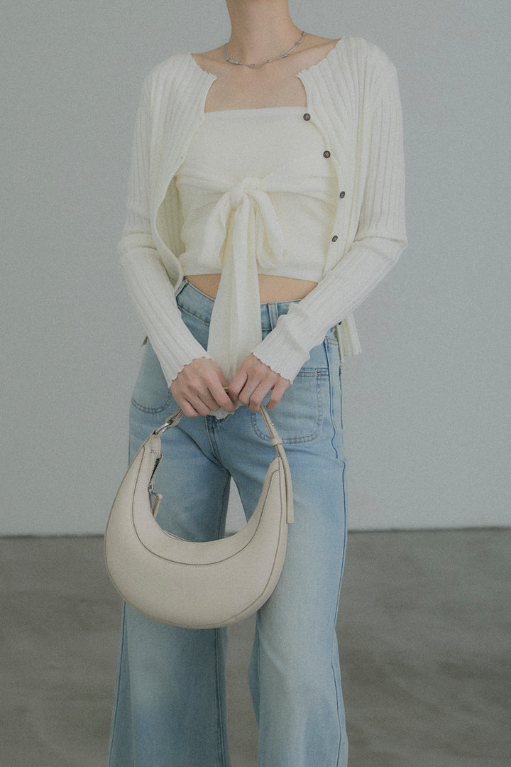 2WAYリブニット&ウエストリボンビスチェセット