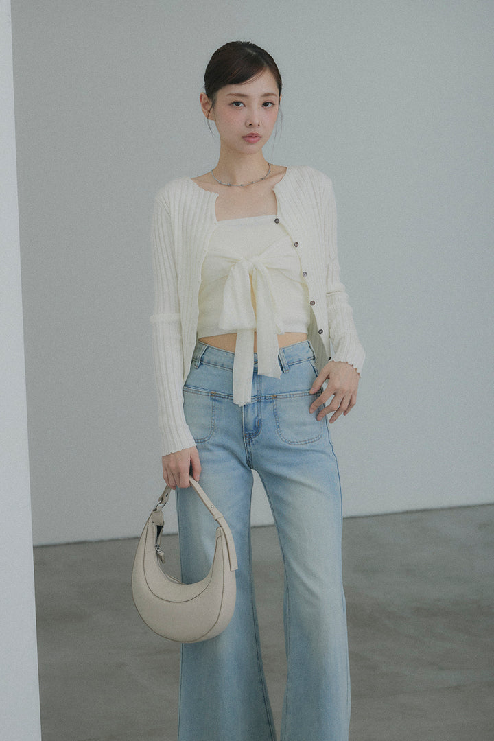 2WAYリブニット&ウエストリボンビスチェセット