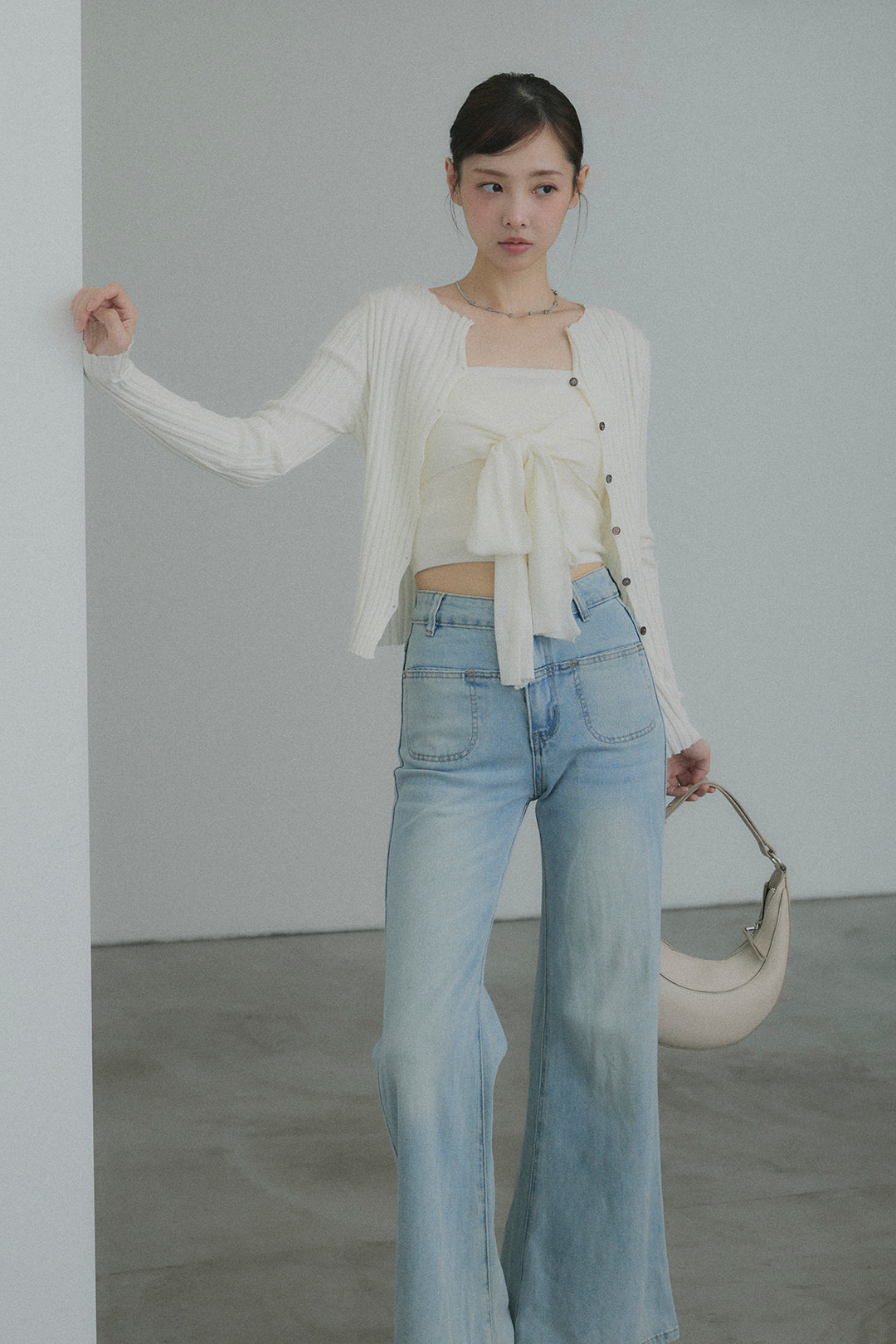 2WAYリブニット&ウエストリボンビスチェセット